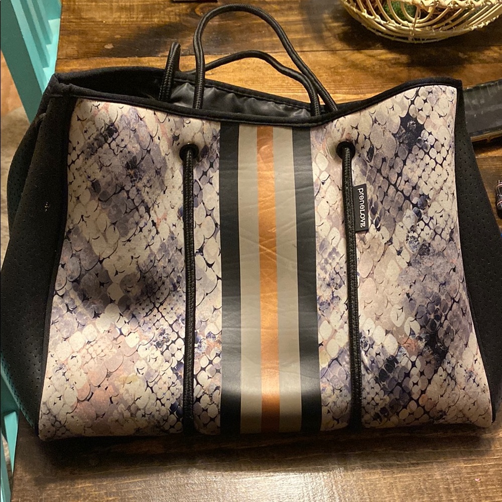 PreneLove Snakeskin Tote with Stripes